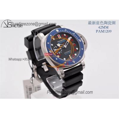 PAM01209 Luminor Submersible OP AXXXIV Automatic Mens Watch 42mm Blue Ceramic Bezel VSF 1:1 Best Edition Black Rubber