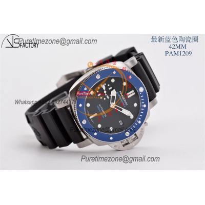 PAM01209 Luminor Submersible OP AXXXIV Automatic Mens Watch 42mm Blue Ceramic Bezel VSF 1:1 Best Edition Black Rubber