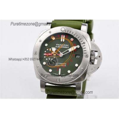 PAM01055 Luminor Submersible Verde Militare P900 Automatic Mens Watch VSF 42mm 1:1 Best Edition on Green Rubber Strap