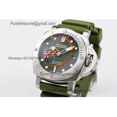 PAM01055 Luminor Submersible Verde Militare P900 Automatic Mens Watch VSF 42mm 1:1 Best Edition on Green Rubber Strap