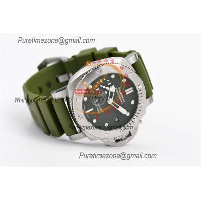 PAM01055 Luminor Submersible Verde Militare P900 Automatic Mens Watch VSF 42mm 1:1 Best Edition on Green Rubber Strap