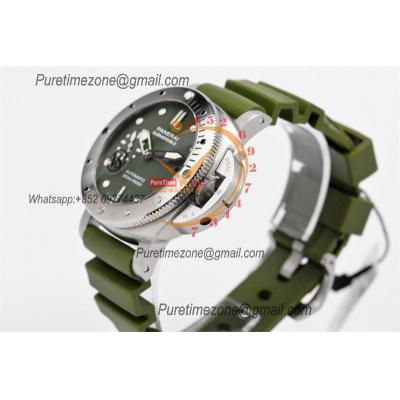 PAM01055 Luminor Submersible Verde Militare P900 Automatic Mens Watch VSF 42mm 1:1 Best Edition on Green Rubber Strap