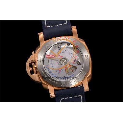 PAM01074 Submersible Bronzo Blu Abisso P900 Automatic Mens Watch VSF 42mm 1:1 Best Edition Blue Dial Calfskin Strap