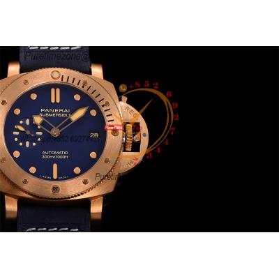 PAM01074 Submersible Bronzo Blu Abisso P900 Automatic Mens Watch VSF 42mm 1:1 Best Edition Blue Dial Calfskin Strap