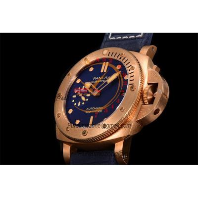 PAM01074 Submersible Bronzo Blu Abisso P900 Automatic Mens Watch VSF 42mm 1:1 Best Edition Blue Dial Calfskin Strap