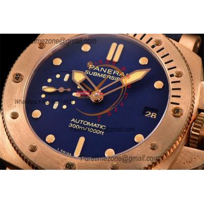 PAM01074 Submersible Bronzo Blu Abisso P900 Automatic Mens Watch VSF 42mm 1:1 Best Edition Blue Dial Calfskin Strap