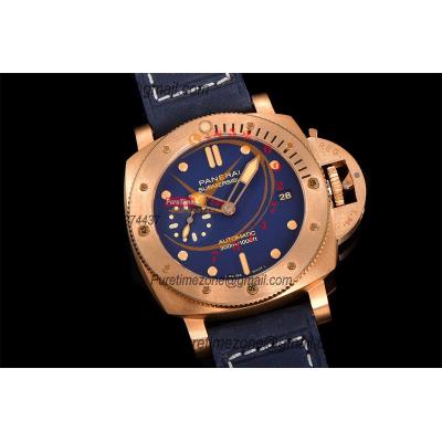 PAM01074 Submersible Bronzo Blu Abisso P900 Automatic Mens Watch VSF 42mm 1:1 Best Edition Blue Dial Calfskin Strap