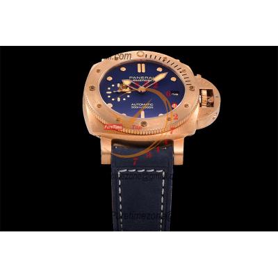 PAM01074 Submersible Bronzo Blu Abisso P900 Automatic Mens Watch VSF 42mm 1:1 Best Edition Blue Dial Calfskin Strap