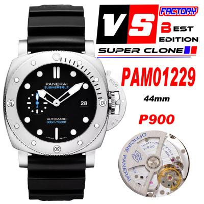 PAM01229 Submersible QuarantaQuattro P900 Automatic Mens Watch VSF 44mm 1:1 Best Edition Black Dial on Black Rubber