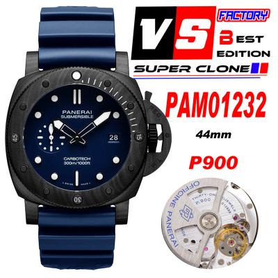 PAM01232 Submersible QuarantaQuattro Carbotec Blu Abisso P900 Automatic Mens Watch VSF 44mm Blue Dial Rubber Strap