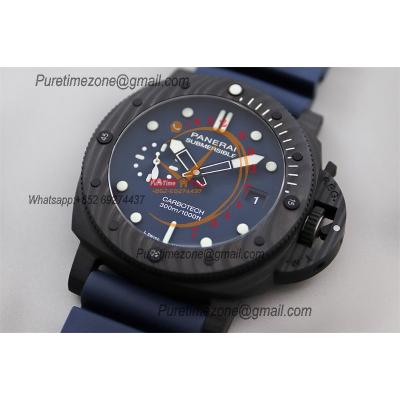 PAM01232 Submersible QuarantaQuattro Carbotec Blu Abisso P900 Automatic Mens Watch VSF 44mm Blue Dial Rubber Strap