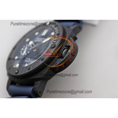 PAM01232 Submersible QuarantaQuattro Carbotec Blu Abisso P900 Automatic Mens Watch VSF 44mm Blue Dial Rubber Strap