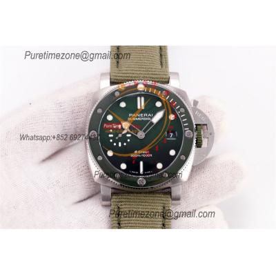 PAM01287 Submersible QuarantaQuattro ESteel Verde Smeraldo P900 Automatic Mens Watch VSF Best Edition Green DIal Nylon