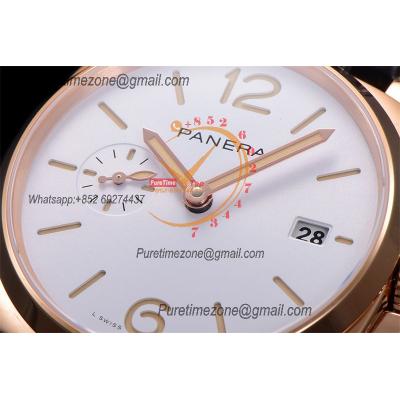 PAM01336  Luminor Due Goldtech P900 Automatic Mens Watch 42mm VSF Best Edition White Dial Black Leather Strap