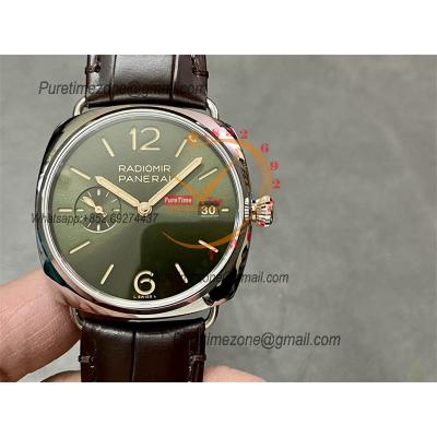 PAM01386 Radiomir Quaranta P900 Automatic Mens Watch 40mm VSF 1:1 Best Edition Green Dial on Brown Leather Strap