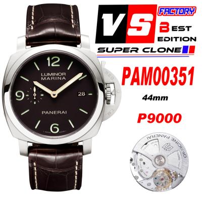 PAM00351 Luminor Marina 1950 3 Days P9000 Automatic Mens Watch VS 1:1 Best Edition Brown Leather Strap