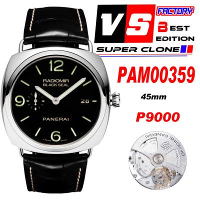 PAM00359 Luminor Marina 1950 3 Days P9000 Automatic Mens Watch VSF V2 1:1 Best Edition on Black Leather Strap