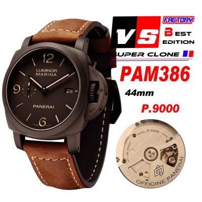 PAM00386 Luminor Marina 1950 3 Days P9000 Automatic Mens Watch VSF V2 1:1 Best Edition Brown Asso Strap