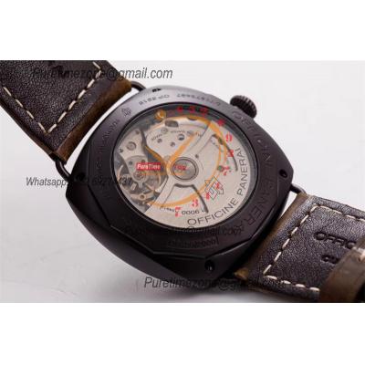 PAM00505 Radiomir Black Seal 3 Days P9000 Automatic Mens Watch VSF V2 1:1 Best Edition Brown Asso Strap