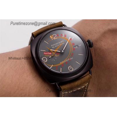 PAM00505 Radiomir Black Seal 3 Days P9000 Automatic Mens Watch VSF V2 1:1 Best Edition Brown Asso Strap