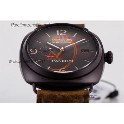 PAM00505 Radiomir Black Seal 3 Days P9000 Automatic Mens Watch VSF V2 1:1 Best Edition Brown Asso Strap