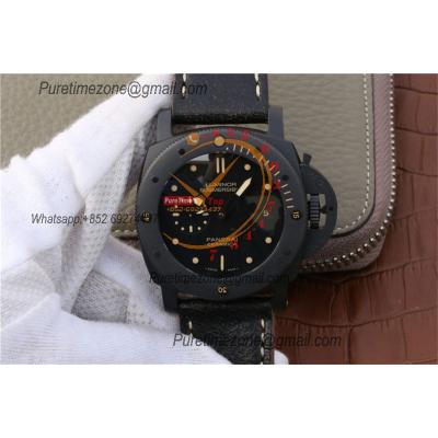 PAM00508 Luminor Submersible 1950 P9000 Automatic Mens Watch VSF V2 Ceramic Black Dial Leather Strap