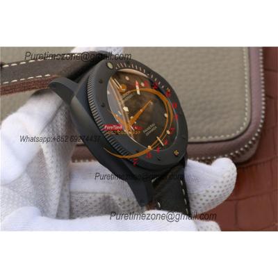 PAM00508 Luminor Submersible 1950 P9000 Automatic Mens Watch VSF V2 Ceramic Black Dial Leather Strap