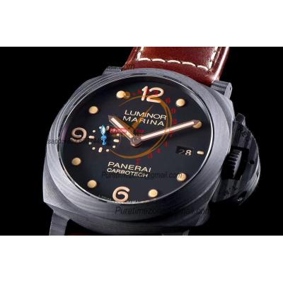 PAM00661 Luminor Marina 1950 3 Days Carbotech P9010 Automatic Mens Watch VSF 1:1 Best Edition Brown Leather Strap