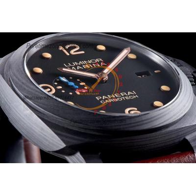 PAM00661 Luminor Marina 1950 3 Days Carbotech P9010 Automatic Mens Watch VSF 1:1 Best Edition Brown Leather Strap