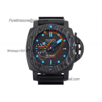 PAM00960 Submersible Carbotech P9010 Automatic Mens Watch 42mm VSF Best Edition Black Dial Blue Markers Rubber Strap