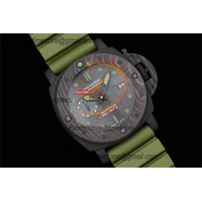 PAM00961 Submersible Marina Militare Carbotech P9010 Automatic Mens Watch VSF Best Edition Carbon Dial Green Rubber