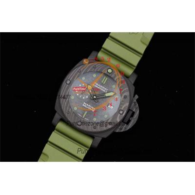 PAM00961 Submersible Marina Militare Carbotech P9010 Automatic Mens Watch VSF Best Edition Carbon Dial Green Rubber