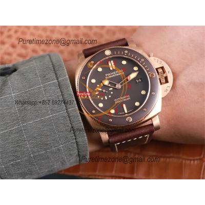 PAM00968 Submersible Bronzo P9010 Automatic Mens Watch VSF Best Edition Brown Ceramic Bezel and Dial Calfskin Strap