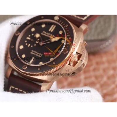 PAM00968 Submersible Bronzo P9010 Automatic Mens Watch VSF Best Edition Brown Ceramic Bezel and Dial Calfskin Strap