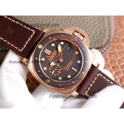 PAM00968 Submersible Bronzo P9010 Automatic Mens Watch VSF Best Edition Brown Ceramic Bezel and Dial Calfskin Strap