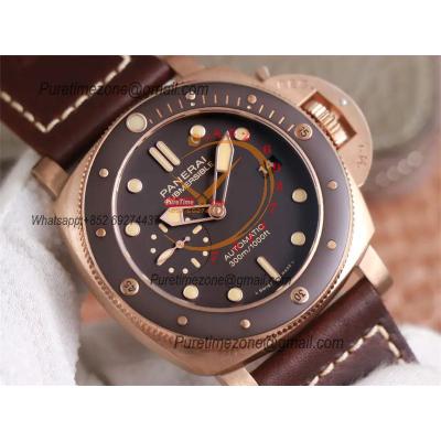 PAM00968 Submersible Bronzo P9010 Automatic Mens Watch VSF Best Edition Brown Ceramic Bezel and Dial Calfskin Strap