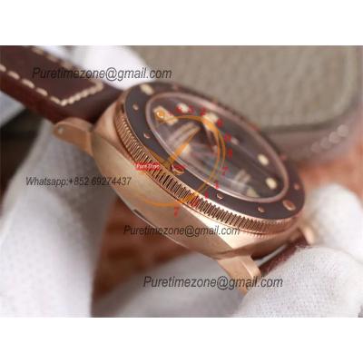 PAM00968 Submersible Bronzo P9010 Automatic Mens Watch VSF Best Edition Brown Ceramic Bezel and Dial Calfskin Strap