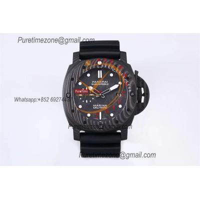 PAM00979 Luminor Submersible Carbotech  P9010 Automatic Mens Watch VSF Best Edition Carbon Dial Rubber Strap