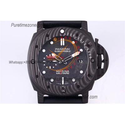 PAM00979 Luminor Submersible Carbotech  P9010 Automatic Mens Watch VSF Best Edition Carbon Dial Rubber Strap