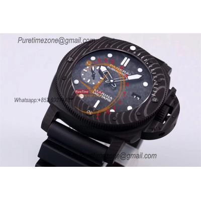 PAM00979 Luminor Submersible Carbotech  P9010 Automatic Mens Watch VSF Best Edition Carbon Dial Rubber Strap