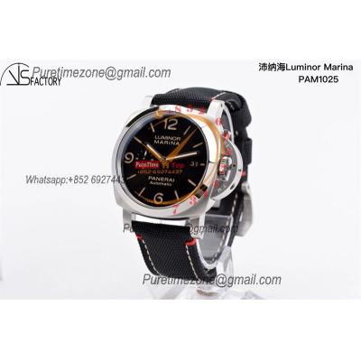 PAM01025 Luminor Marina P9010 Automatic Mens Watch VSF 1:1 Best Edition Black Dial Black Canvas Strap