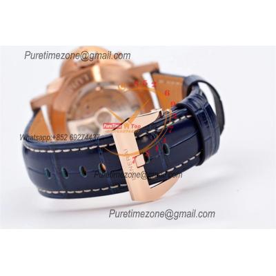 PAM01112 Luminor Marina Goldtech GMT P9010 Automatic Mens Watch RG VSF Best Edition Blue Dial on Blue Leather Strap