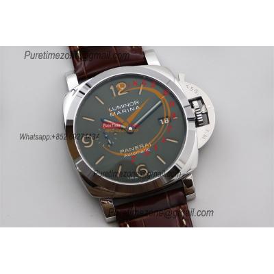 PAM01116 Platinumtech Luminor Marina P9010 Automatic Mens Watch VSF 1:1 Best Edition Green Dial Brown Leather Strap