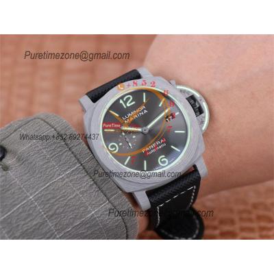 PAM01118 Luminor Marina Carbotech“Luminous Trilogy”P9010 Automatic Mens Watch VSF Best Edition on Black Sportech Strap