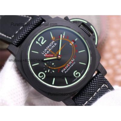 PAM01118 Luminor Marina Carbotech“Luminous Trilogy”P9010 Automatic Mens Watch VSF Best Edition on Black Sportech Strap