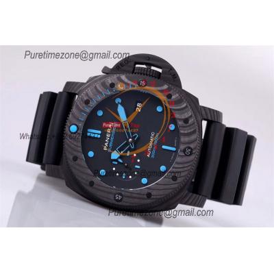 PAM01616 Submersible Carbotech P9010 Automatic Mens Watch 47 VSF Best Edition Black Dial Blue Markers Rubber Strap