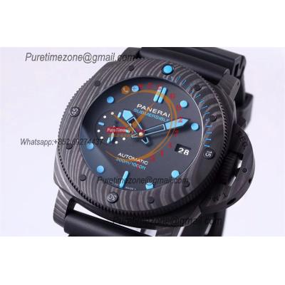 PAM01616 Submersible Carbotech P9010 Automatic Mens Watch 47 VSF Best Edition Black Dial Blue Markers Rubber Strap