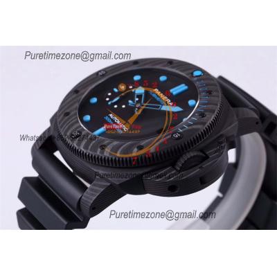 PAM01616 Submersible Carbotech P9010 Automatic Mens Watch 47 VSF Best Edition Black Dial Blue Markers Rubber Strap