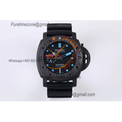 PAM01616 Submersible Carbotech P9010 Automatic Mens Watch 47 VSF Best Edition Black Dial Blue Markers Rubber Strap