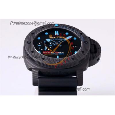 PAM01616 Submersible Carbotech P9010 Automatic Mens Watch 47 VSF Best Edition Black Dial Blue Markers Rubber Strap